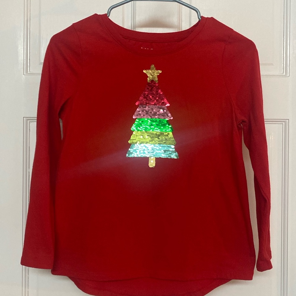 2 shirts! Cat and Jack sequin Christmas tree and a heart of lights .